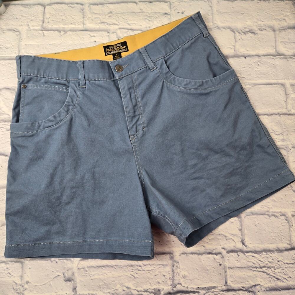 Noble Outfitters Women's Dusty Blue No Tug Free Woven Stretch Work Shorts sz 16